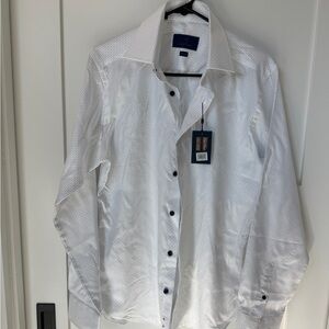 David Donahue White Shirt with Blue Dots